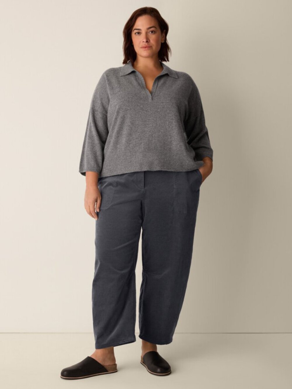 NWT Eileen Fisher Ash Italian Cashmere Bracelet Sleeve Sweater